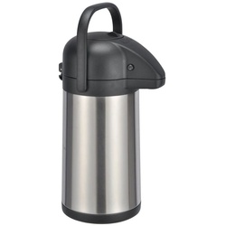 Spetebo Thermobehälter Airpot Isolier Pumpkanne drehbar – 2,2 Liter, Edelstahl, Edelstahl Thermo Kaffee Tee Kanne silberfarben 2,2 ml – 15 cm x 19 cm x 34 cm