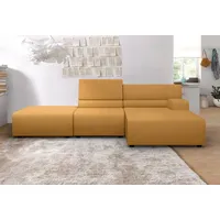 Ecksofa EGOITALIANO "Babouche, Designsofa mit außergewöhnlichem Sitzkomfort zum Wohlfühlen", gelb, B:287cm H:80cm T:98cm, Luxus-Micofaser Lederoptik (100% Polyester) ist ein neues technisches Gewebe mit einem visuellen und taktilen Aspekt, der dem Nubuk sehr nahe kommt, mit innovativen Eigenschaften. Seine außerordentliche Weichheit kommt von einem exklusiven Produktionsprozess, der Unreinheiten und Unregelmäßigkeiten beseitigt. Das Ergebnis ist eine bemerkenswert samtige Faser, die durch das Vorhandensein