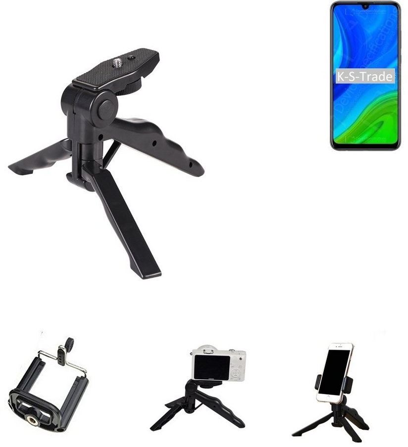 K-S-Trade für Huawei P Smart 2020 Smartphone-Halterung, (Stativ Tisch-Ständer Dreibein Handy-Stativ Ständer Mini-Stativ) schwarz