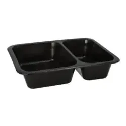 Menüschalen Mehrweg, Kunststoff, schwarz 96553 , 1 Karton = 20 Packungen à 20 Stück, 2-geteilt