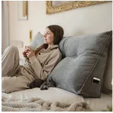 Björn&Schiller Rückenkissen grau, 100 cm - Lesekissen für Bett und Sofa, Keilkissen, Rückenpolster für die Wand, Sitzkissen, Wandkissen, groß mit waschbarem Bezug - Ideal zum Anlehnen im Bett
