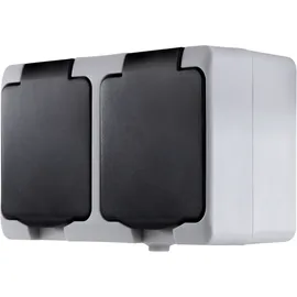 REV Ritter Doppelsteckdose 2-fach Aufputz IP54 Grau