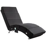 CASARIA Relaxliege London mit Massage Heizfunktion Ergonomisch Gepolstert Wohnzimmer Liegestuhl Polsterliege Stoff Anthrazit
