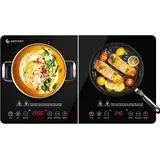AMZCHEF Induktionskochfeld 2 Platten,Induktionskochplatte mobil mit importiertem IGBT, 20 Temperaturstufen, 20 & 15 Leistungsstufen,3500W Doppel-Induktionskochfeld mit 4H-Timer, Sicherheitsschloss