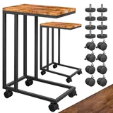 CASARIA Casaria® 2x Beistelltisch mit Rollen 50x35x70cm Schwarz