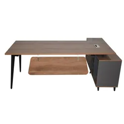 Jet-Line Chefschreibtisch Schreibtisch Tisch Bürotisch Büromöbel Büroausstattung Bürozubehör Holzschreibtisch Holzoptik massiv Nussbaum San Paulo Jet-Lin