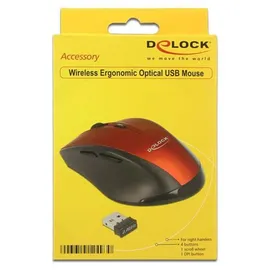 DeLock Wireless Ergonomische Optische Maus schwarz/rot (12493)