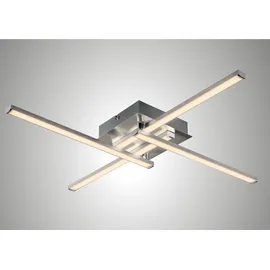 Trango 3127 Design LED-Deckenleuchte dimmbar Serie *STRAIGHT* 4 Flammen I modern & chic I in Linienform I 2 Arme schwenkbar I Deckenlampe I 4x 5 Watt LED Modul 3000K warm-weiß I Nickel matt & Chrom