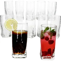 12x Frosty Longdrinkgläser 400ml Trink-Glas Cocktail Wasser dicker Boden Relief