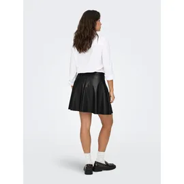 Only Lederimitatrock "ONLUNA FAUX LEATHER FLARED SKIRT OTW", Damen, Gr. S (36), schwarz, Web, Obermaterial: 100% Polyester, unifarben, regular fit kniefrei, Röcke