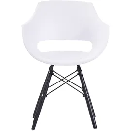 SAM Outillage Sam Esszimmerstuhl Schalenstuhl weiß Holzfüße schwarz LEA