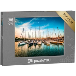 puzzleYOU Puzzle Meeresbucht mit Yachten bei Sonnenuntergang, 200 Puzzleteile, puzzleYOU-Kollektionen Hafen, Sport, Sydney, Städte Weltweit