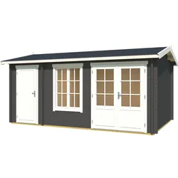 Gartenhaus LASITA MAJA "WREXHAM", grau (carbongrau), Fußboden im Gartenhaus, Massivholzdach, Holzwerkstoff, Gartenhäuser
