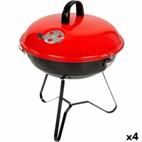 Aktive Grill Tragbarer Aktive Emailliertes Metall Ø 36 cm 36 x 44 x 36 cm (4 Stück) Rot