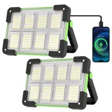 OHAYORI LED Baustrahler Akku, LED Strahler Akku, 4 Modi Campinglampe Aufladbar, Tragbare USB Wiederaufladbare PowerBank, Grün Dimmbares Notlicht für Angeln, Camping, Wartung, Notfall (2 Stück)