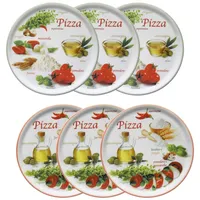 MamboCat Pizzateller 6er Set Pizzateller Napoli Green & Red Ø 32 cm Platte Porzellan
