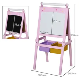 Homcom Kinderstaffelei, Rosa Holz, 50.5x118x58.5 cm,