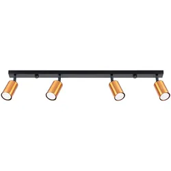 SOLLUX LIGHTING Deckenleuchte "Plafond WINX 4L schwarz/kupfer", bunt (schwarz, kupfer), H: 18,5cm, Lampen, einstellbarer Lichtstrahl
