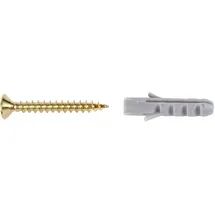 GAH Alberts Alberts Schrauben- und Dübel-Set | zur Befestigung von Teppichprofilen und Teppichkantenprofilen | vermessingt | 25 x 3 mm | 10er Set