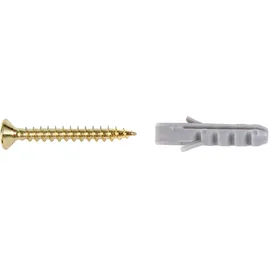 GAH Alberts Alberts Schrauben- und Dübel-Set | zur Befestigung von Teppichprofilen und Teppichkantenprofilen | vermessingt | 25 x 3 mm | 10er Set