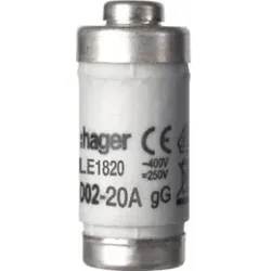 Hager LE1820 Sicherungseinsatz D02 E18 20A 400V gG mit Kennmelder, Nennspannung 400 V, 250 V