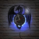 Smotly Vinyl Wanduhr, Mythical Beast Flying Dragon Theme Silent Wall Clock with LED Night Light Funktion is a unique wall clock gift with home pattern (With light)