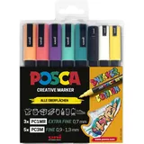 Uni-Ball POSCA Sneaker weiß Acrylstift farbsortiert 0,9 - 1,3 mm, 8 St.