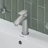 Duravit Wave Waschtischarmatur M mit Zugstangen-Ablaufgarnitur, Edelstahl gebürstet