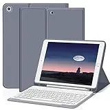 ZOYU Hülle mit Tastatur für iPad 9. 8. 7. Generation 2021 2020 2019, iPad 9/8/ 7 10,2 Zoll Hülle mit Tastatur, Bluetooth Keyboard Folio mit Stifthalter, QWERTZ Layout, Violett
