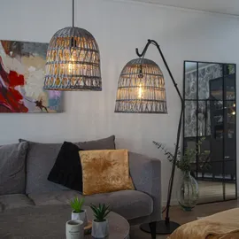 MARELIDA Lampenschirm Rattanstil outdoor f. E27 Fassung H: 50cm grau für Innen/Außen in | Gr.: onesize