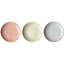 Bloomingville Carla Teller, Steingut 3er, Ø 20 cm, 3 verschiedene Farben