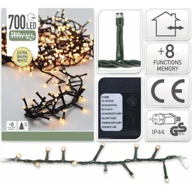 ECD Germany LED Cluster Lichterkette 700 LEDs Extra Warmweiß 8 Modi IP44 Innen/Außen Weihnachtsbeleuchtung Büschellichterkette