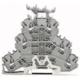 WAGO 2002-3257 Dreistock-Schutzleiterklemme 5.20mm Zugfeder Belegung: PE, L, L Grau 50St.