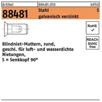 F. REYHER Nchfg. GmbH & Co. KG Blindnietmutter M 5 / 1,5 - 4,0 Stahl galvanisch verzinkt 500 Stück