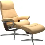 Stressless Relaxsessel STRESSLESS "View", gelb, B:82cm H:109cm T:81cm, Sessel, Relaxsessel, mit Cross Base, Größe S, M & L, Holzakzent Braun