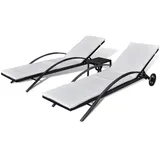 furnicato Gartenliege 1 St. mit Tisch 200 x 80 x 30 cm Schwarz