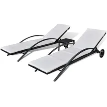 furnicato Gartenliege 1 St. mit Tisch 200 x 80 x 30 cm Schwarz