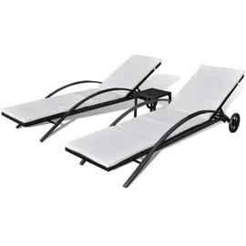 furnicato Gartenliege 1 St. mit Tisch 200 x 80 x 30 cm Schwarz