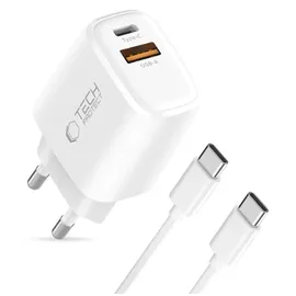TECH-PROTECT Nca30 Pd 30W Qc3.0 USB-A / USB-C + USB-C / USB-C Kabel Weiß