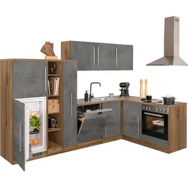kochstation Winkelküche L-Form 290 x 170 cm grau