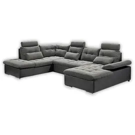 ed exciting design Wohnlandschaft JAKARTA U inkl. Kissen Grau/Schwarz
