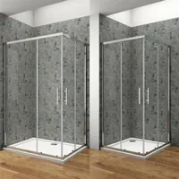 eckdusche 120x90cm Schiebetür Höhe 195cm Duschkabinen Eckeinstieg eckdusche 6mm Nano ESG Sicherheitsglas Duschabtrennung Mit Duschtasse - Transparent