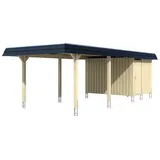 SKANHOLZ Wendland Einzel-Carport 3,62 x 8,70 m braun inkl. Abstellraum, Regenrinne, Pfostenanker