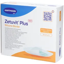 Zetuvit® Plus Silicone Border Selbstklebende Silikon-SAP-Wundauflage 12,5 x cm Kompressen 10 St