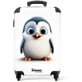 NoBoringSuitcases.com© Kinderkoffer Pinguin - Tiere - Mädchen - Kind - Jungen 55x35x20cm, 4 Rollen, Kinder Koffer Klein, Trolley Handgepäck bunt 35 cm x 55 cm x 20 cm