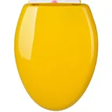 Dazzluxe WC-Sitz Mit Absenkautomatik Und Leise Schließendem Deckel, Farbiger Länglicher WC-Sitz, V-Förmiger WC-Deckel Aus Kunststoff Mit Verstellbaren Montageteilen,Gelb