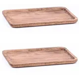 Marrakesch Orient & Mediterran Interior 2er Set Akazienholz Serviertablett Servierbrett Anea 30x20cm