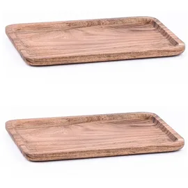 Marrakesch Orient & Mediterran Interior 2er Set Akazienholz Serviertablett Servierbrett Anea 30x20cm