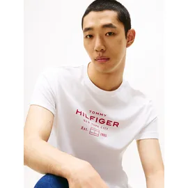 Tommy Hilfiger Herren T-Shirt Kurzarm Stack Graphic Tee mit Rundhalsausschnitt, Weiß (White), XL - XL