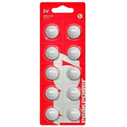CR2025 3V Batterien - 10er-Pack, Lithium-Knopfzellen, 100% PeakPower, Quecksilberfrei
